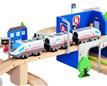 129pcs wooden railroad train set